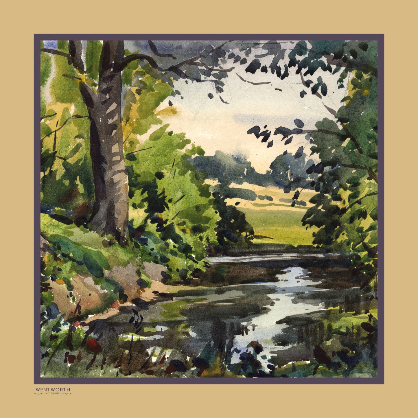 Down by the Stream' Silk Scarf: Sunkissed Sands & Dusty Lavender