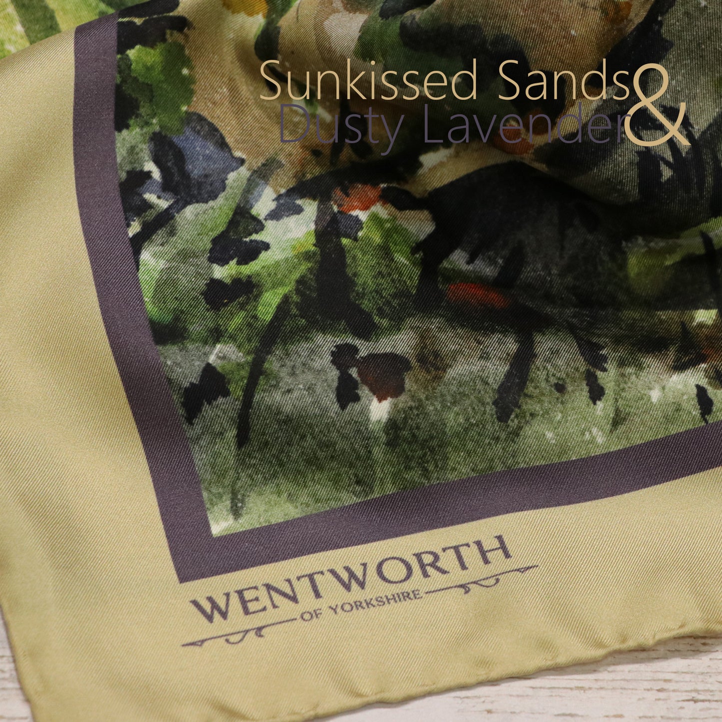 Down by the Stream' Silk Scarf: Sunkissed Sands & Dusty Lavender