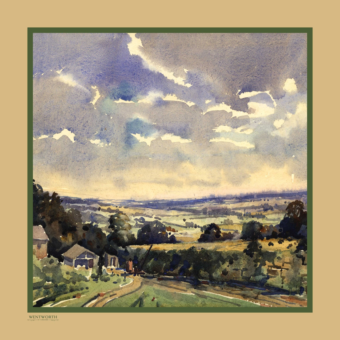 The Sunlit Hills' Silk Scarf: Sunkissed Sands & Fern