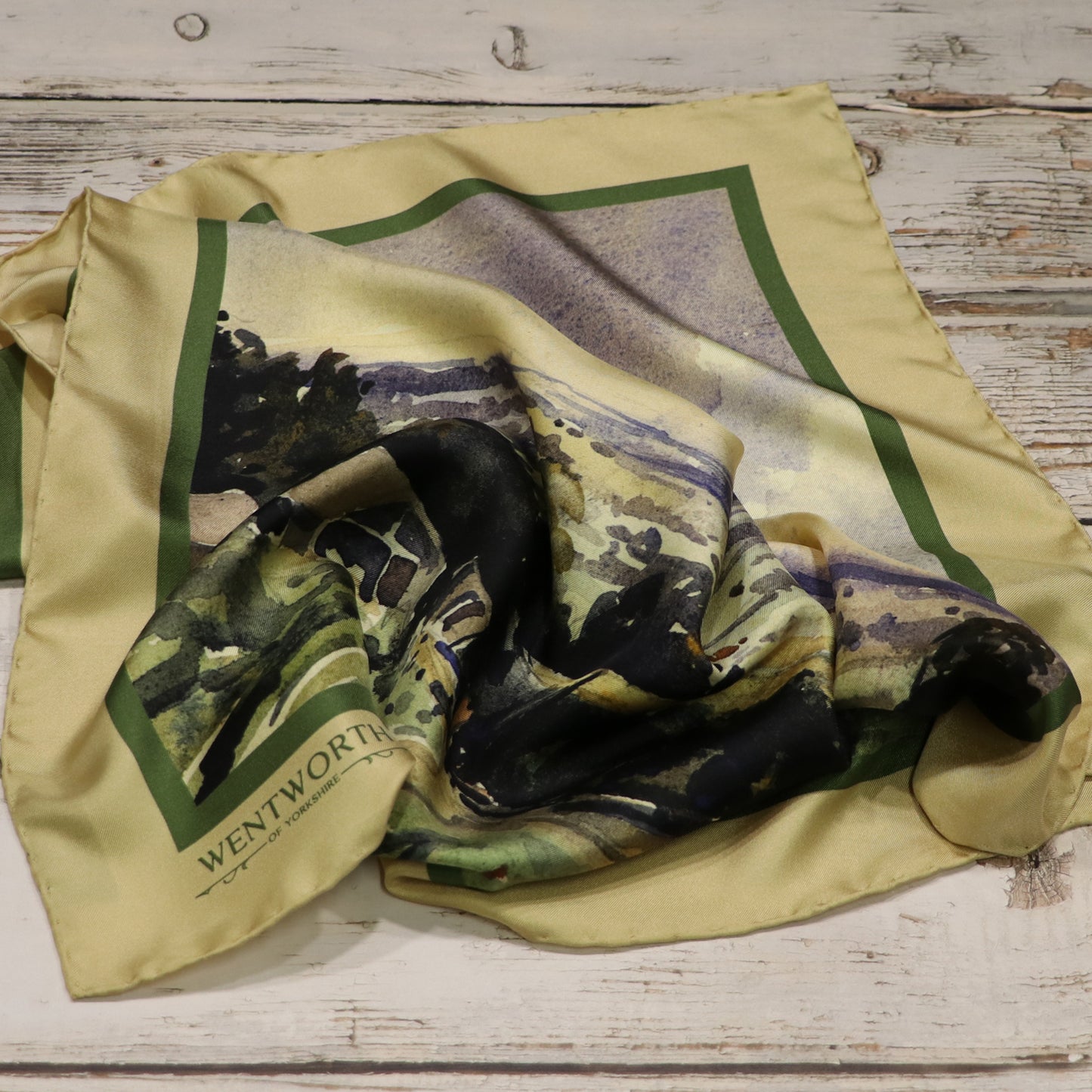The Sunlit Hills' Silk Scarf: Sunkissed Sands & Fern