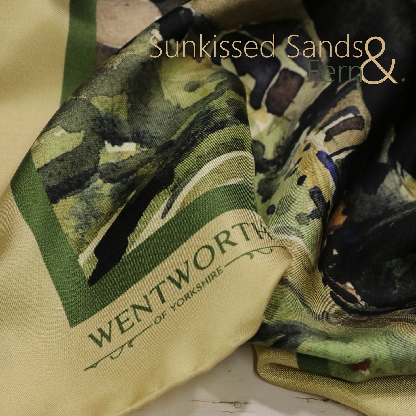 The Sunlit Hills' Silk Scarf: Sunkissed Sands & Fern