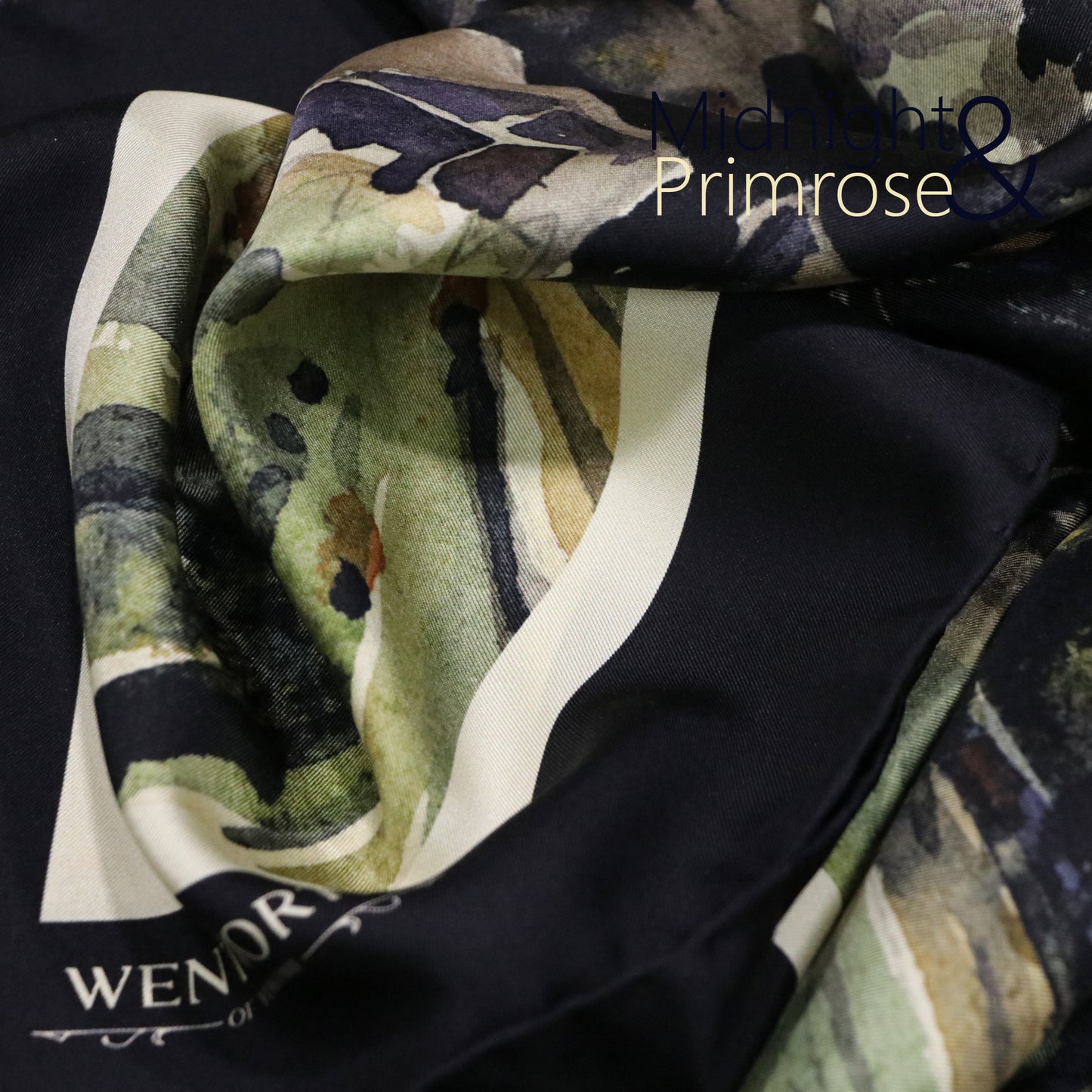 The Sunlit Hills' Silk Scarf: Midnight & Primrose