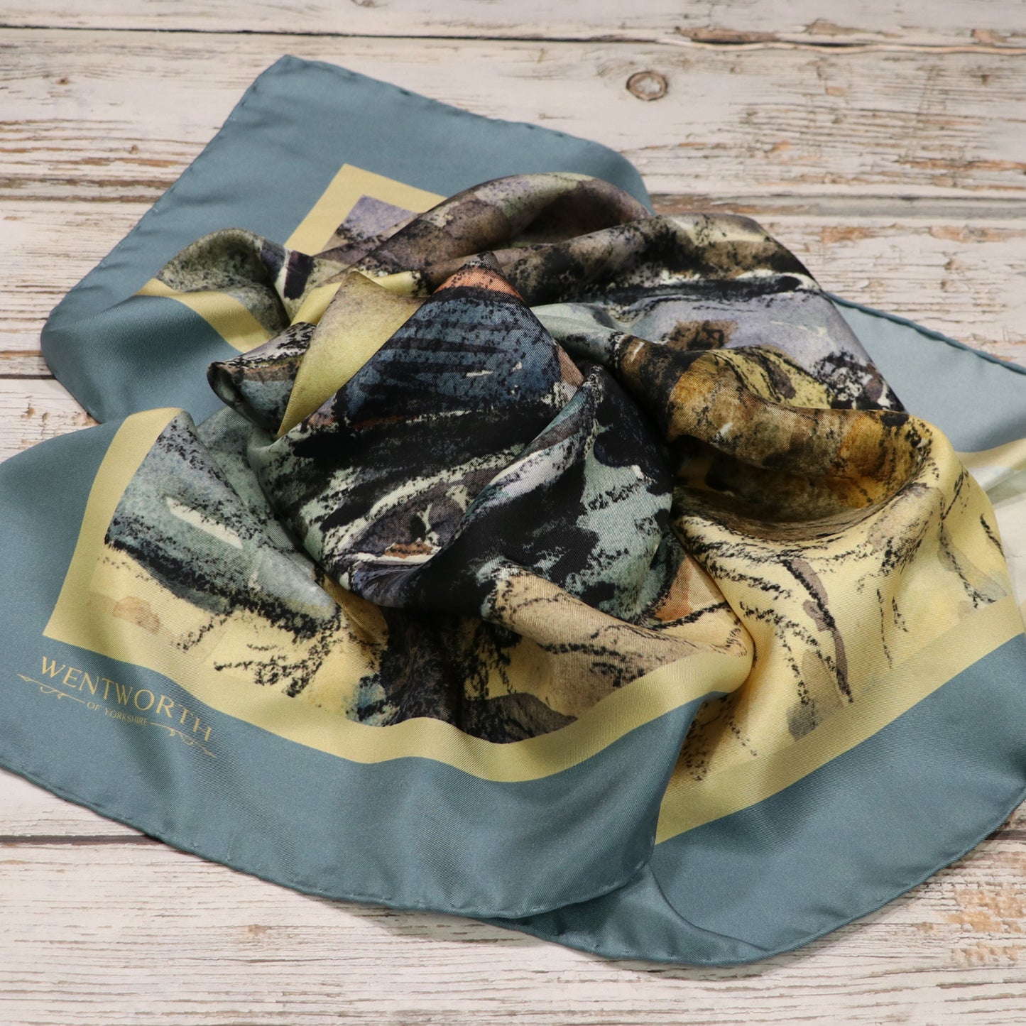 'Leaving the Harbour' Silk Scarf: Ocean Deep & Sunkissed Sands