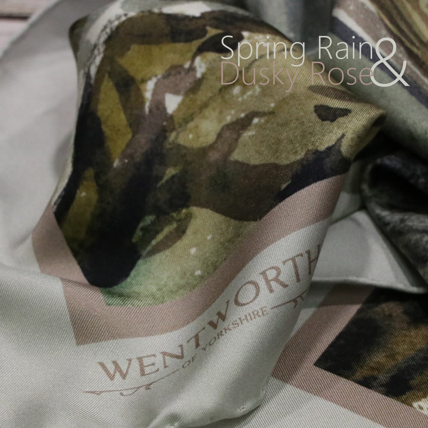 Quayside in the Bay' Silk Scarf: Spring Rain & Dusky Rose