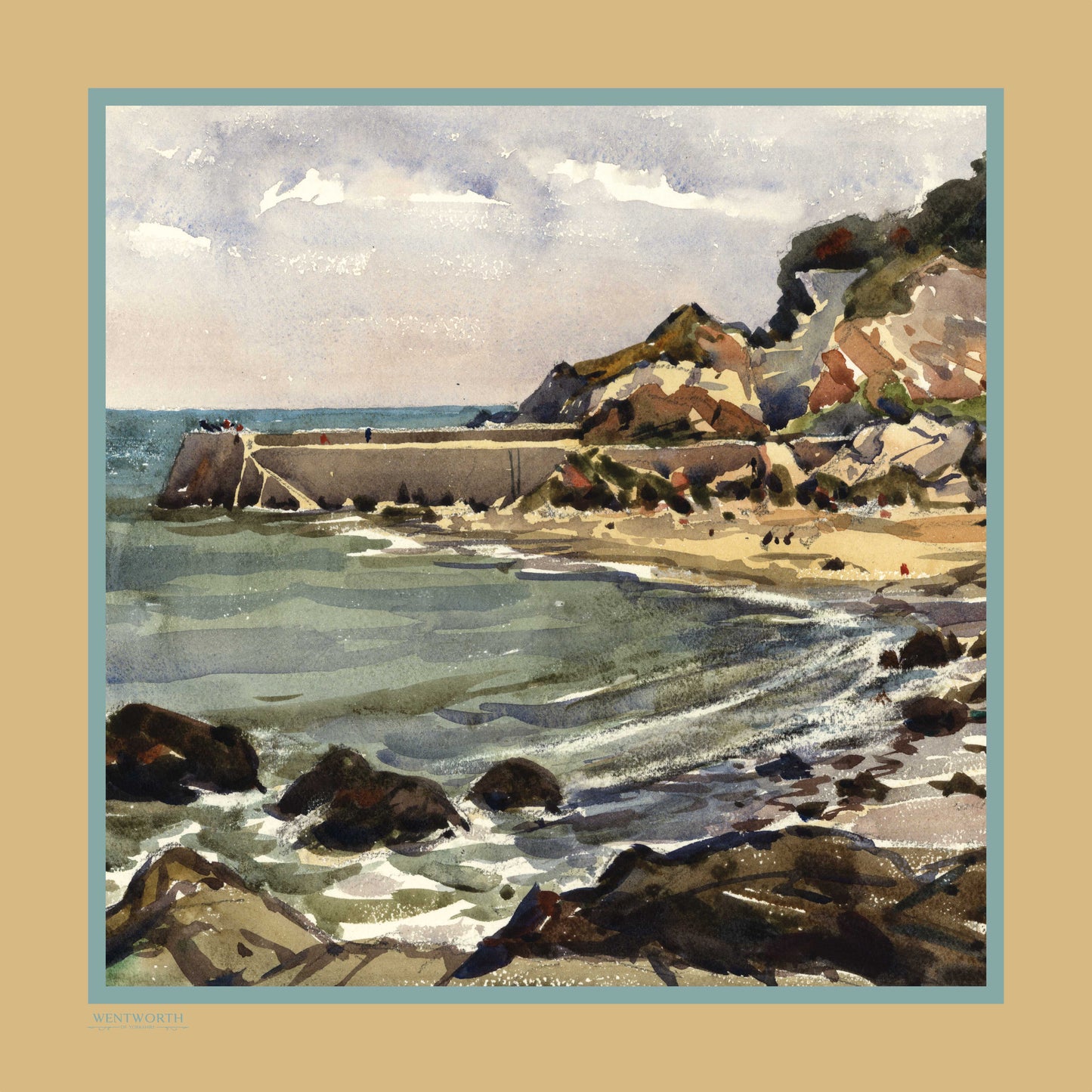Quayside in the Bay' Silk Scarf: Sunkissed Sands & Sea Mineral