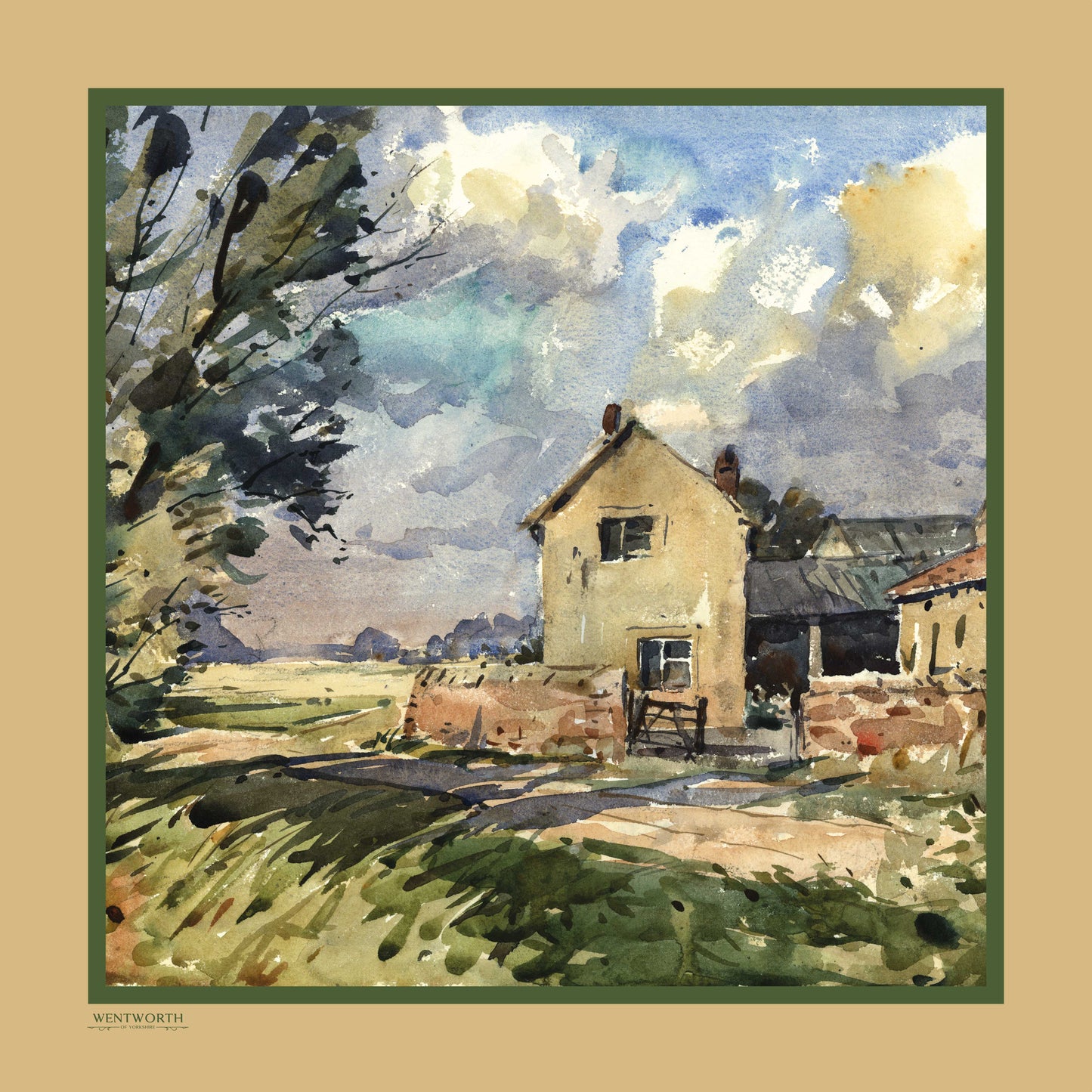 Summer Days on the Farm' Silk Scarf: Sunkissed Sands & Fern