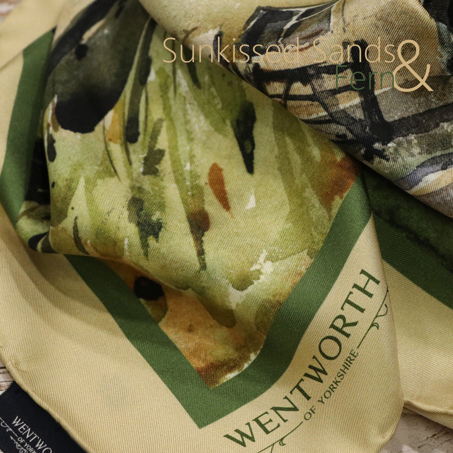 Summer Days on the Farm' Silk Scarf: Sunkissed Sands & Fern