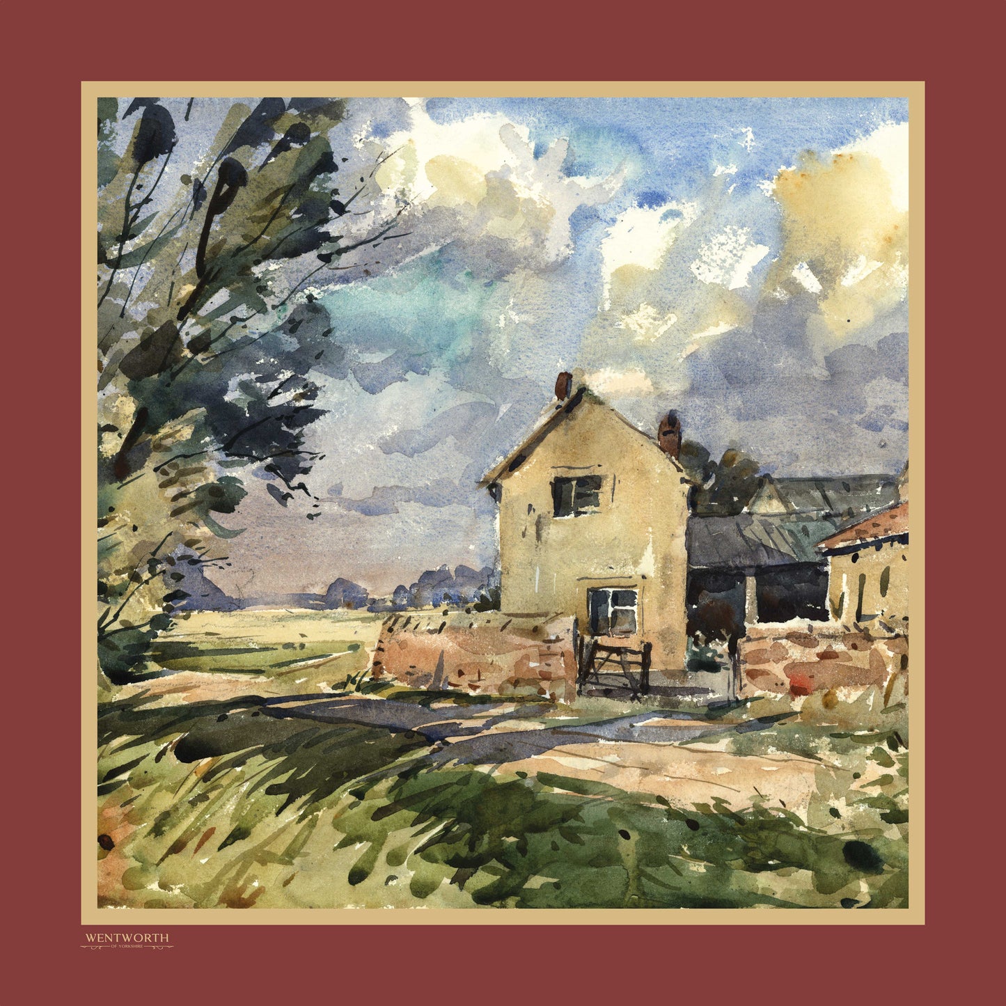 Summer Days on the Farm' Silk Scarf: Redwood & Sunkissed Sands