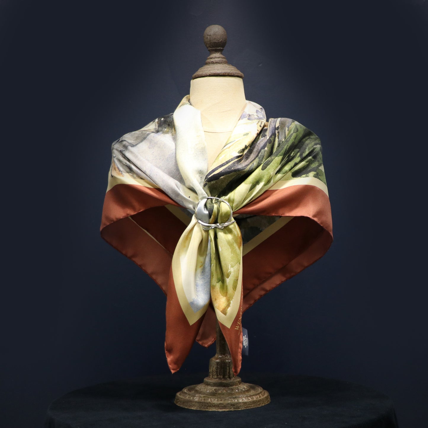 Summer Days on the Farm' Silk Scarf: Redwood & Sunkissed Sands