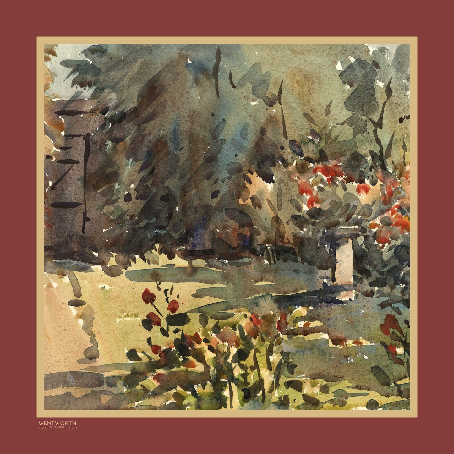 The Artist's Garden' Silk Scarf: Redwood & Sunkissed Sands
