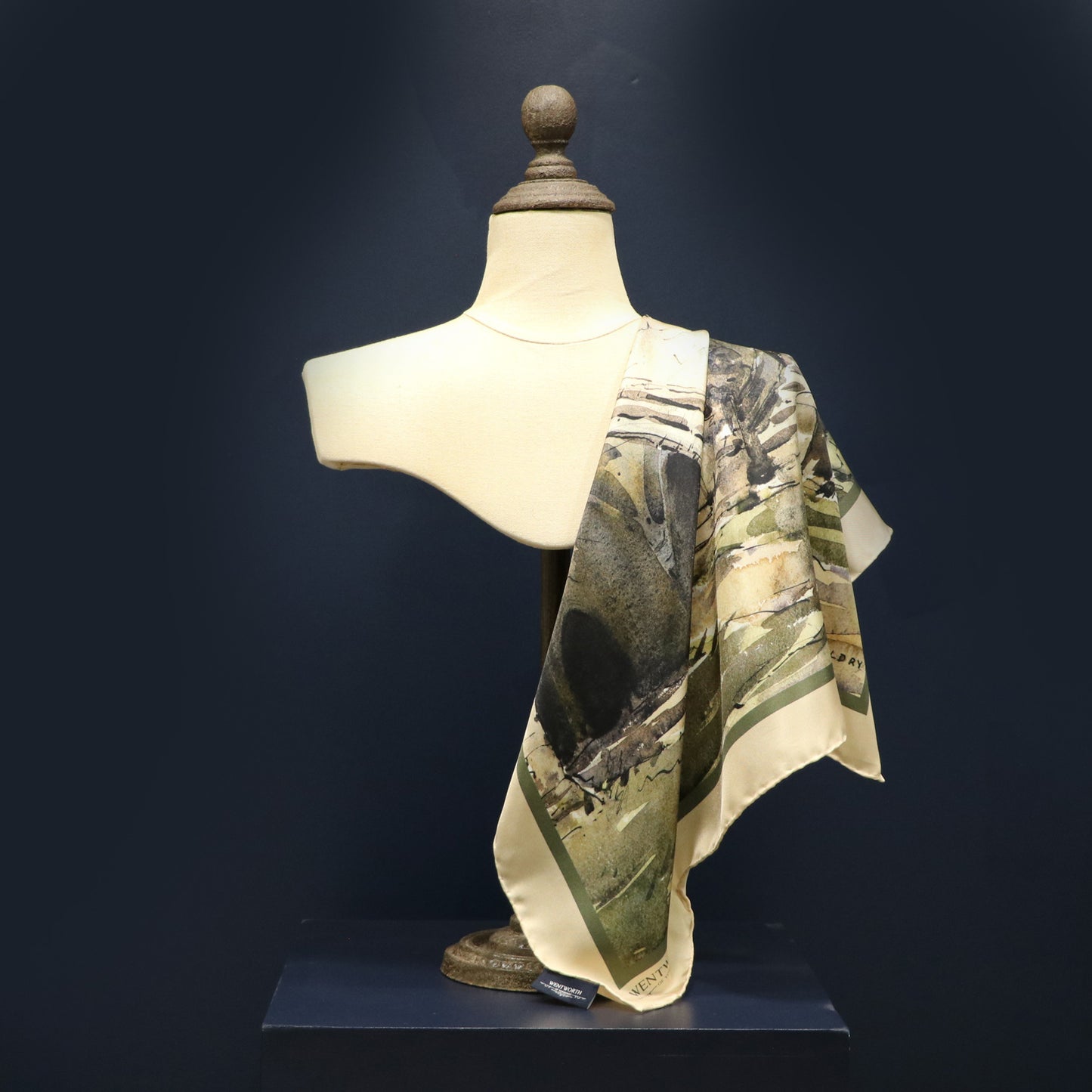 The Monks' Steps' Silk Scarf: Cream Fudge & Rosemary