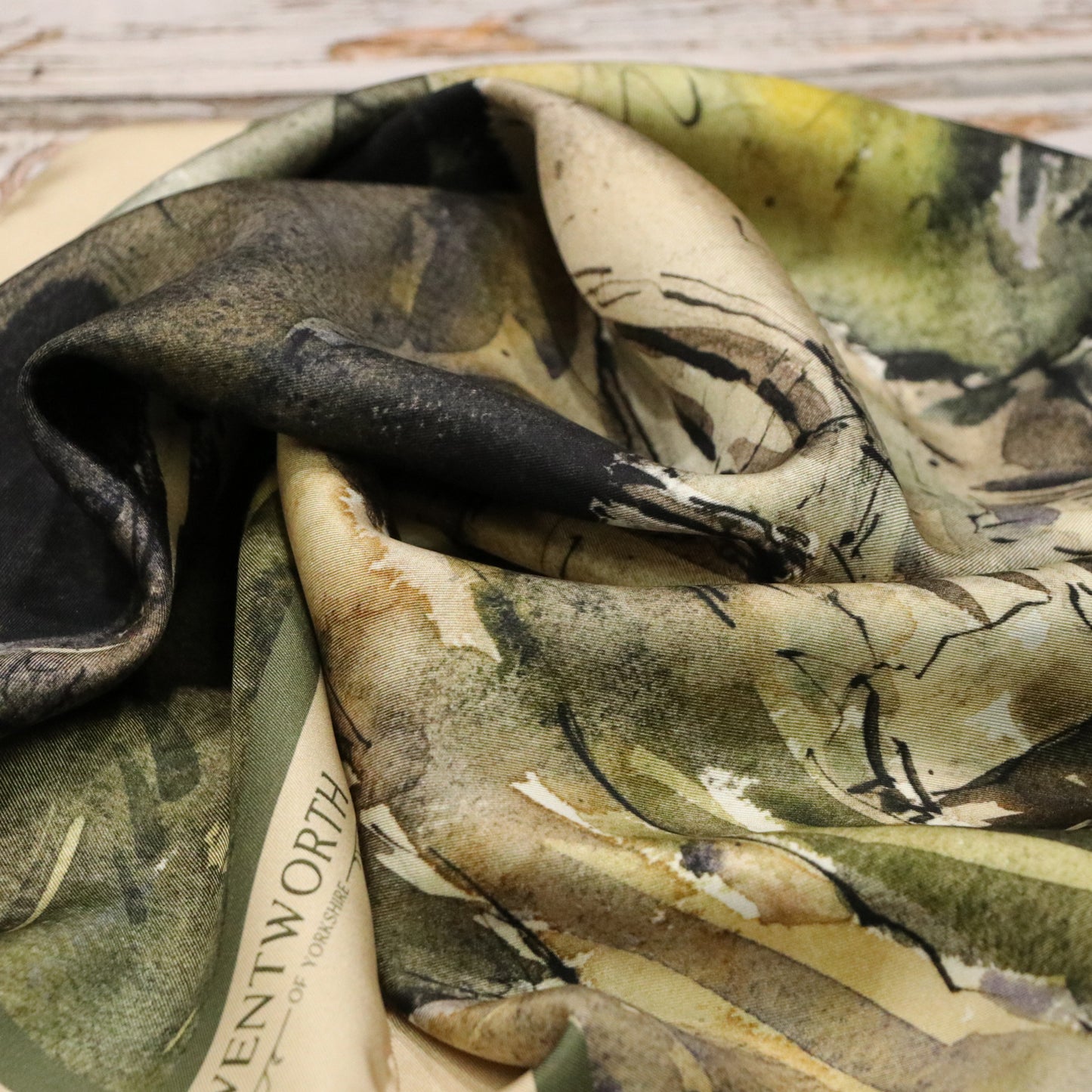 The Monks' Steps' Silk Scarf: Cream Fudge & Rosemary