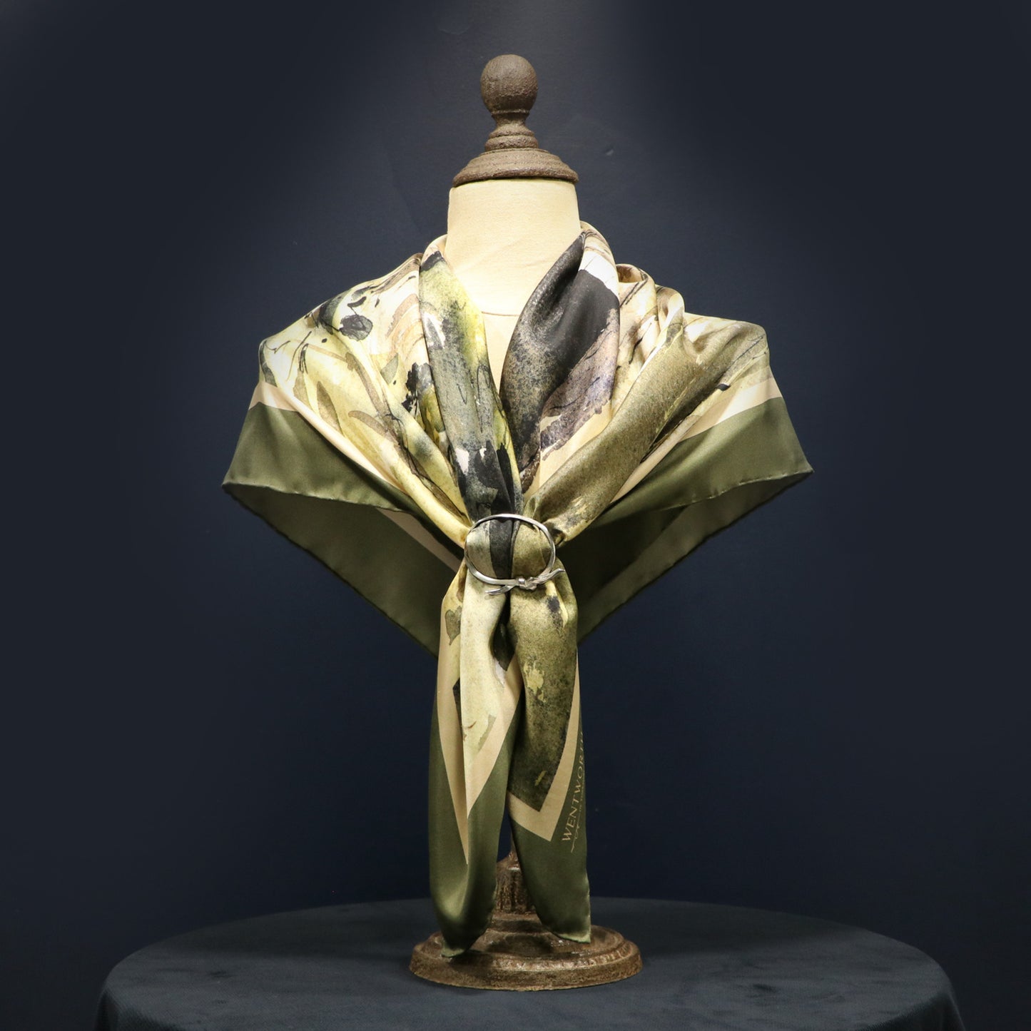 The Monks' Steps' Silk Scarf: Rosemary & Cream Fudge