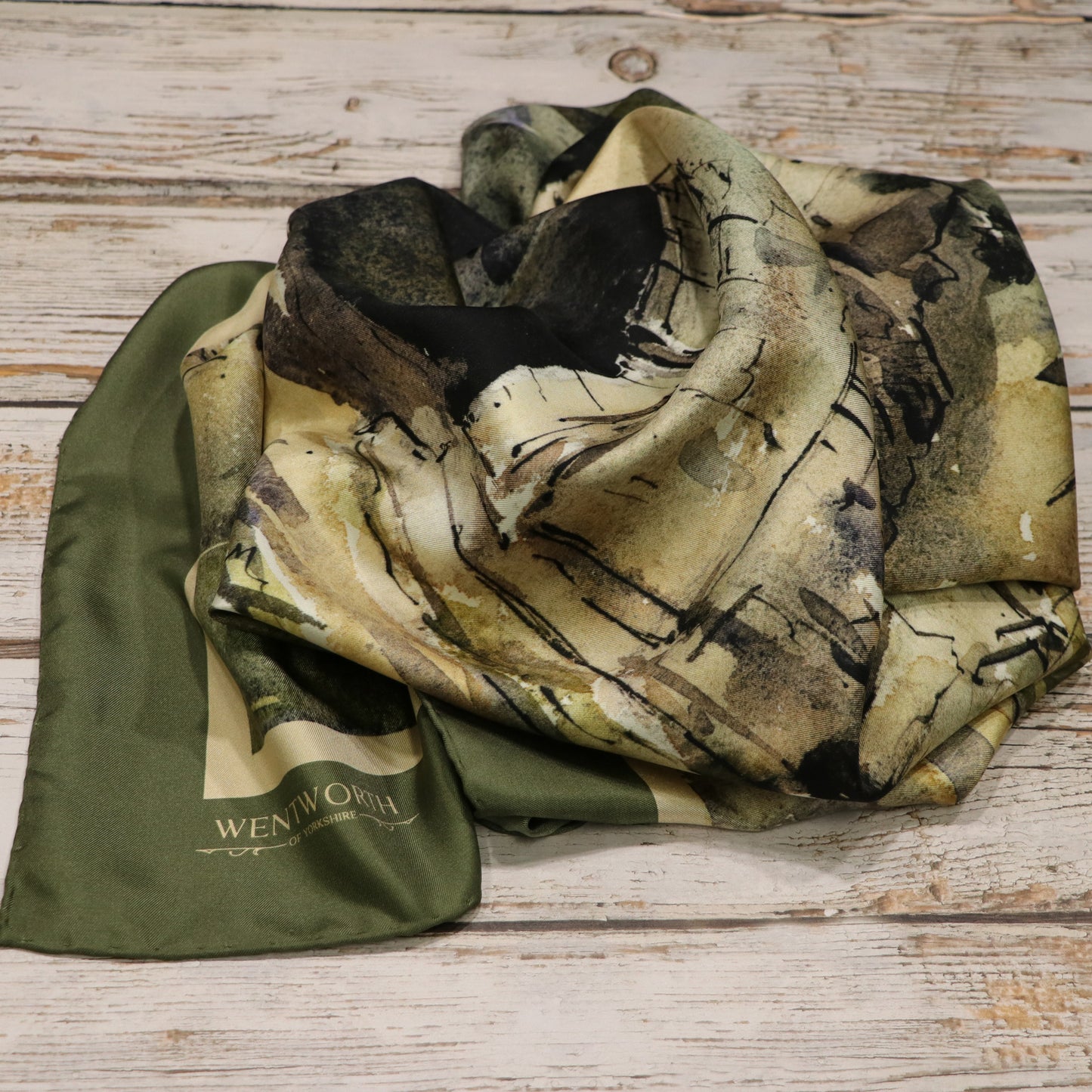 The Monks' Steps' Silk Scarf: Rosemary & Cream Fudge