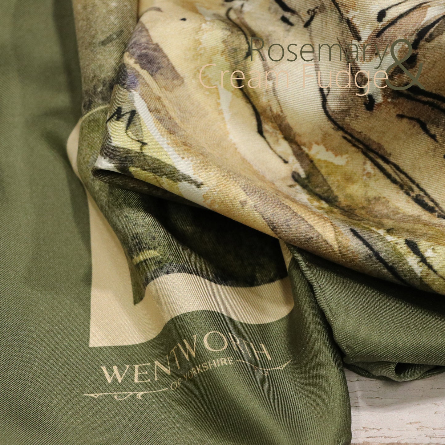 The Monks' Steps' Silk Scarf: Rosemary & Cream Fudge