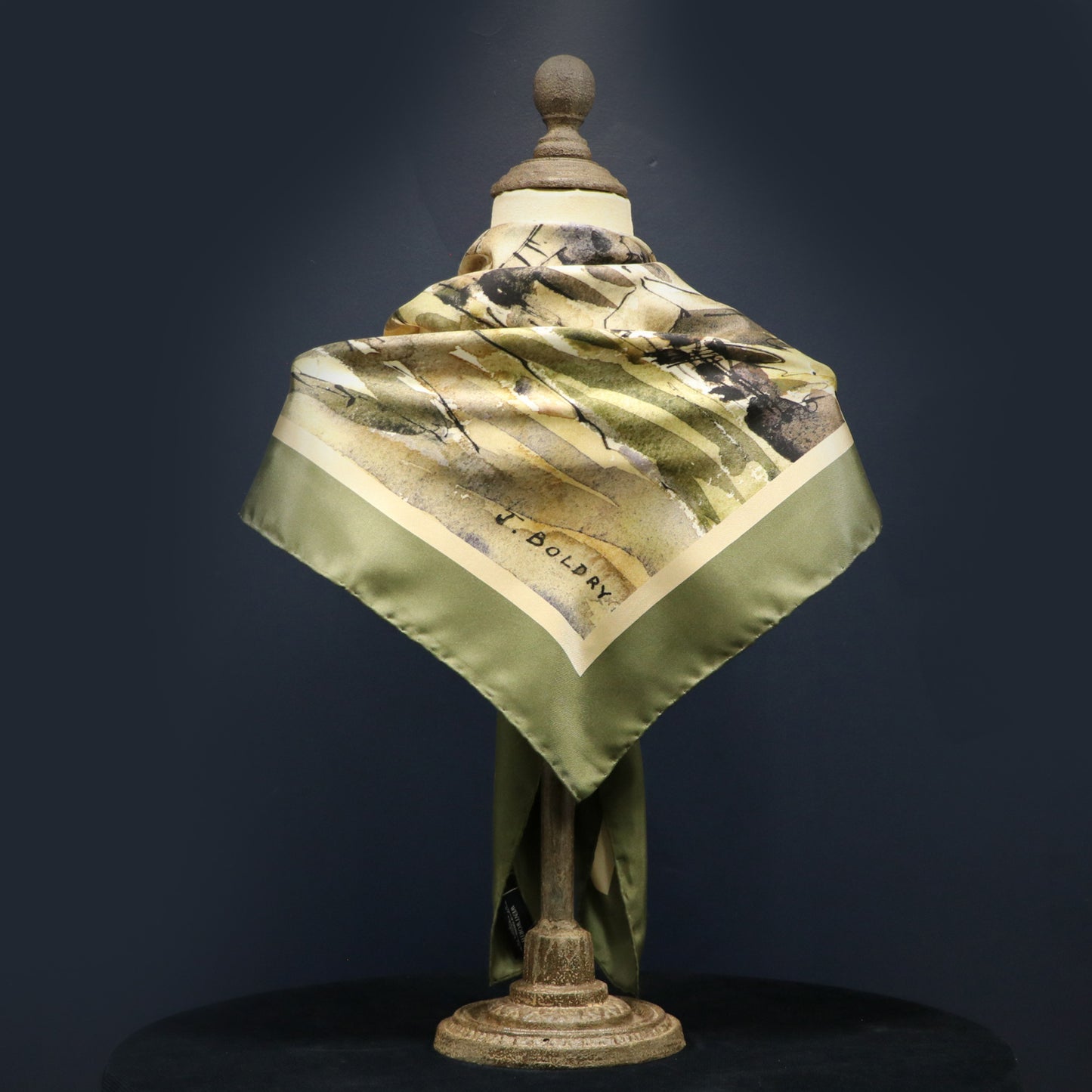 The Monks' Steps' Silk Scarf: Rosemary & Cream Fudge