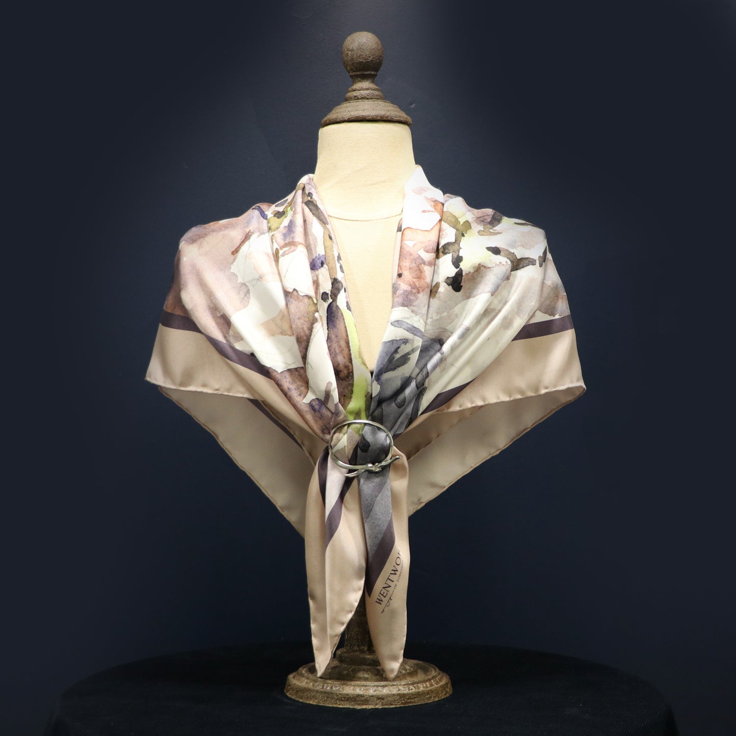 Springtime Elegance' Silk Scarf: Vintage Rose & Dusty Lavender