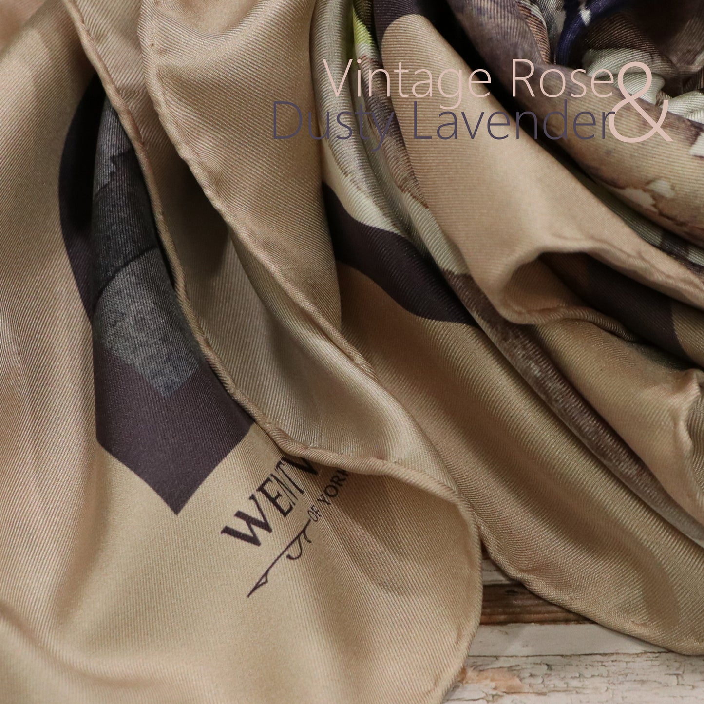 Springtime Elegance' Silk Scarf: Vintage Rose & Dusty Lavender