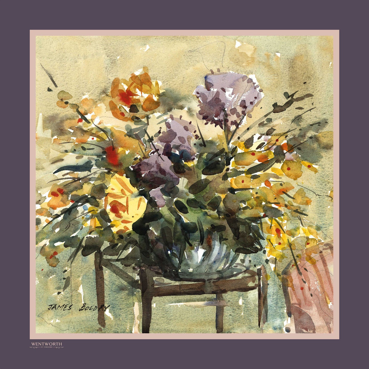 Blooms from the Garden' Silk Scarf: Dusty Lavender & Vintage Rose