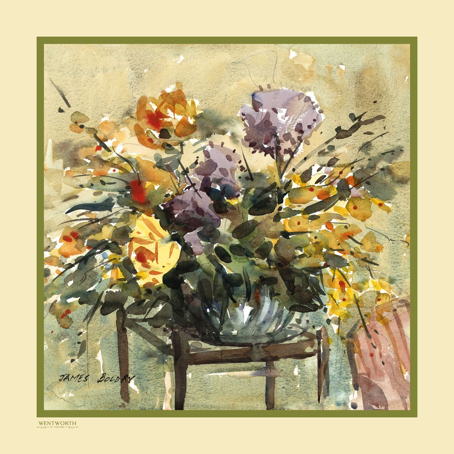 Blooms from the Garden' Silk Scarf: Primrose & Wild Pear