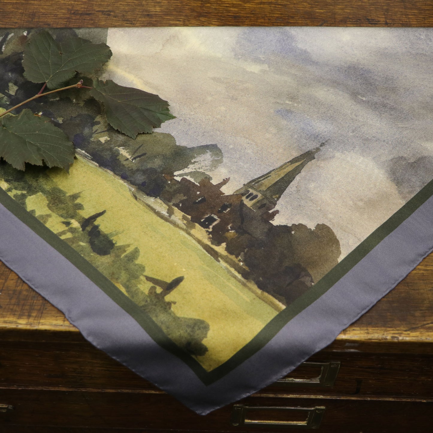 'The Gathering Storm' Silk Scarf: Weathered Slate & Hunter