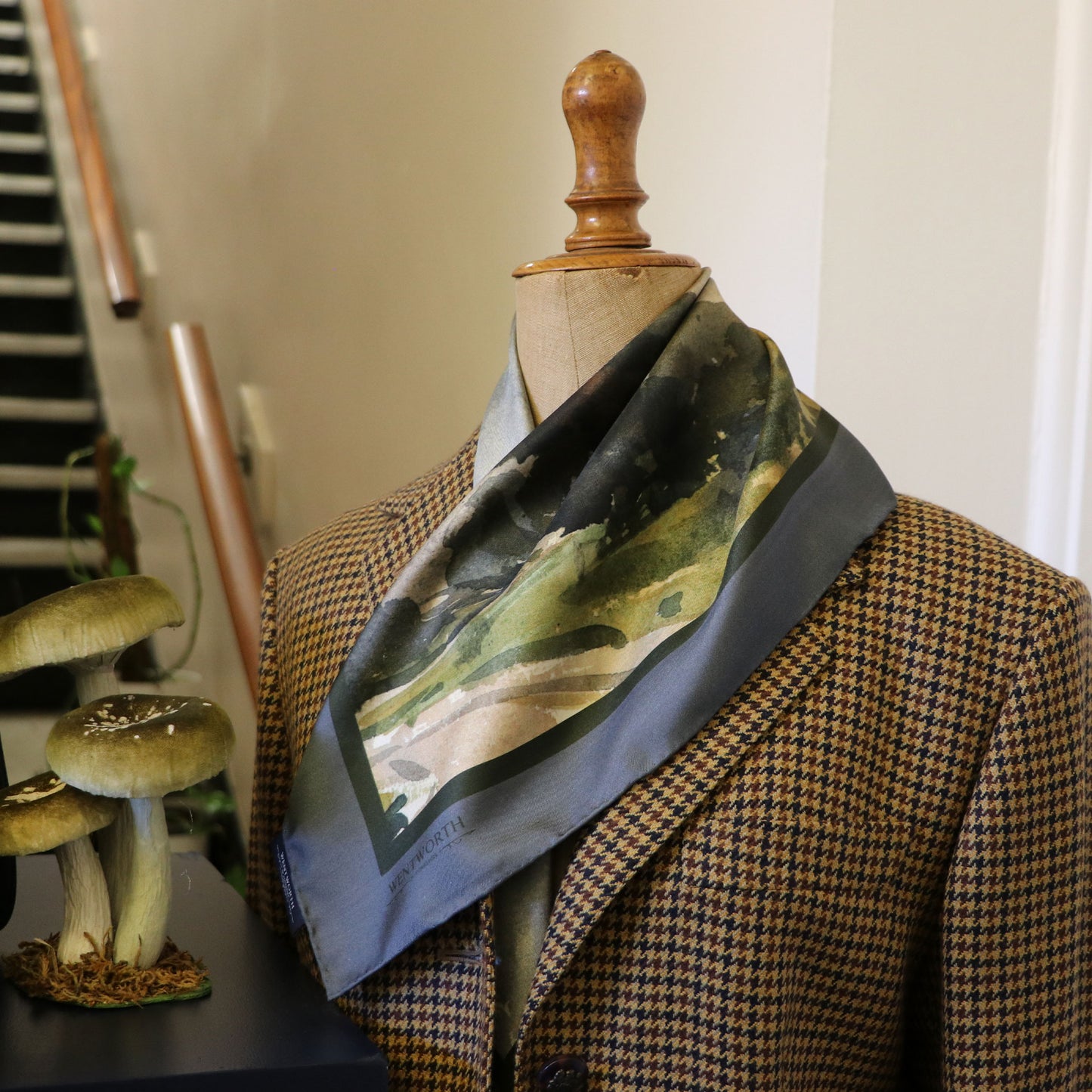 'The Gathering Storm' Silk Scarf: Weathered Slate & Hunter