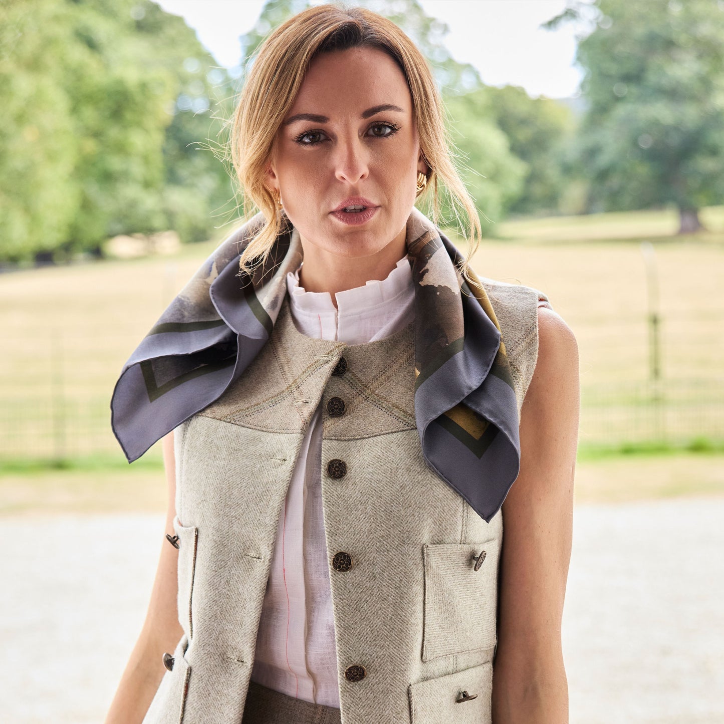 'The Gathering Storm' Silk Scarf: Weathered Slate & Hunter