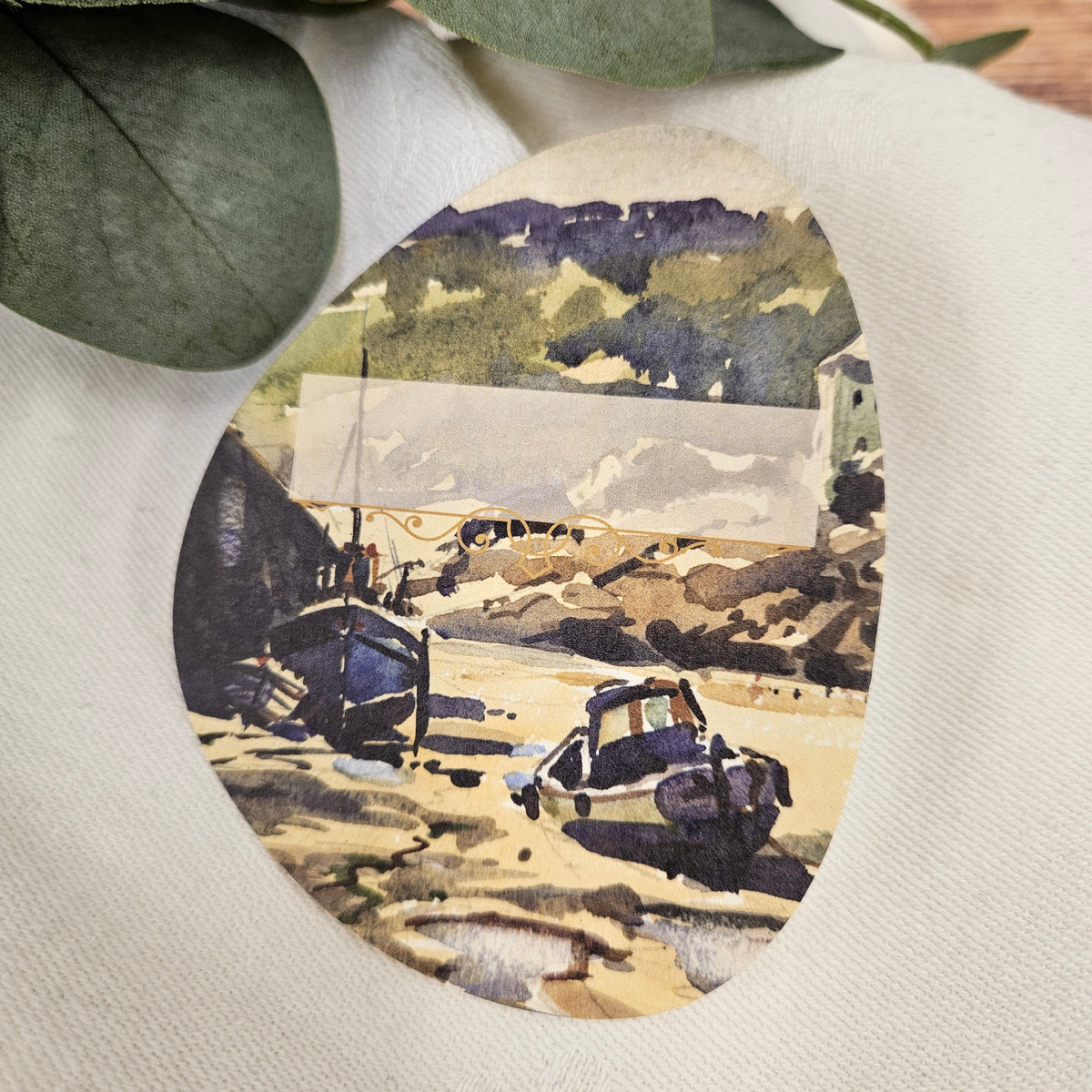 'Low Tide in the Harbour' Place Card