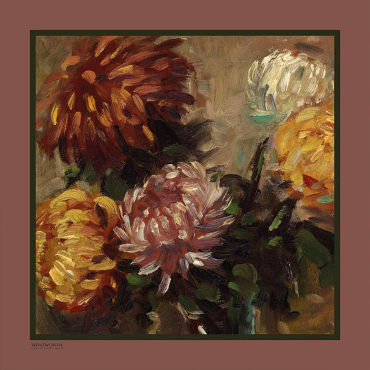 Layflat image of Blooms of Autumn | Silk Scarf | Wentworth of Yorkshire