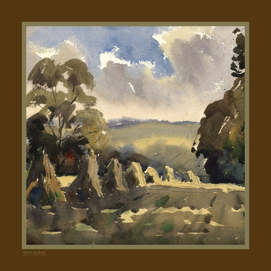'The Work of the Scythe' Silk Scarf: Russet & Moss