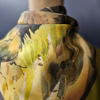 'The Gateway to Spring' Silk Scarf; Chartreuse & Storm, 650x650mm