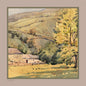'Farmstead in the Hills' Silk Scarf; Almond & Weathered Olive, 900x900mm