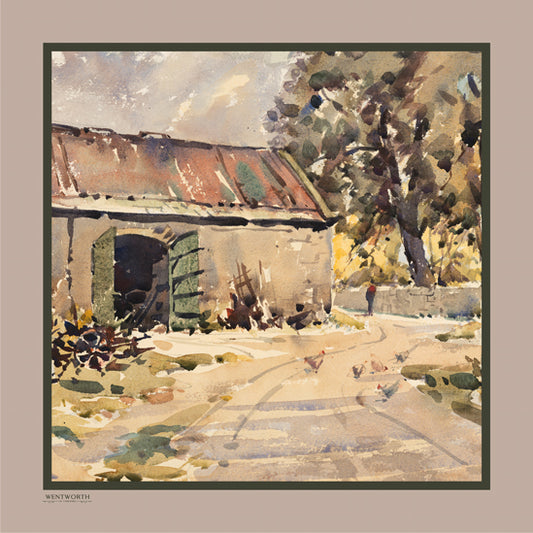 'Through the Farmyard' Silk Scarf; Almond & Hunter, 650x650mm