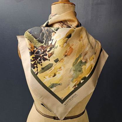 'Through the Farmyard' Silk Scarf; Almond & Hunter, 650x650mm