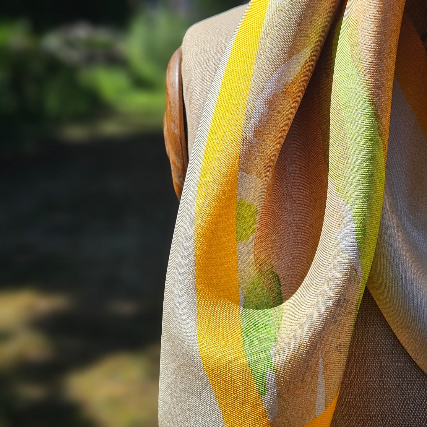 'Fresh from the Field' Silk Scarf; Clotted Cream & Bergamot, 900x900mm