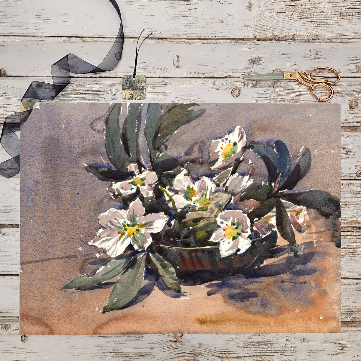 'Winter's Rose' Gift Wrap & Tag