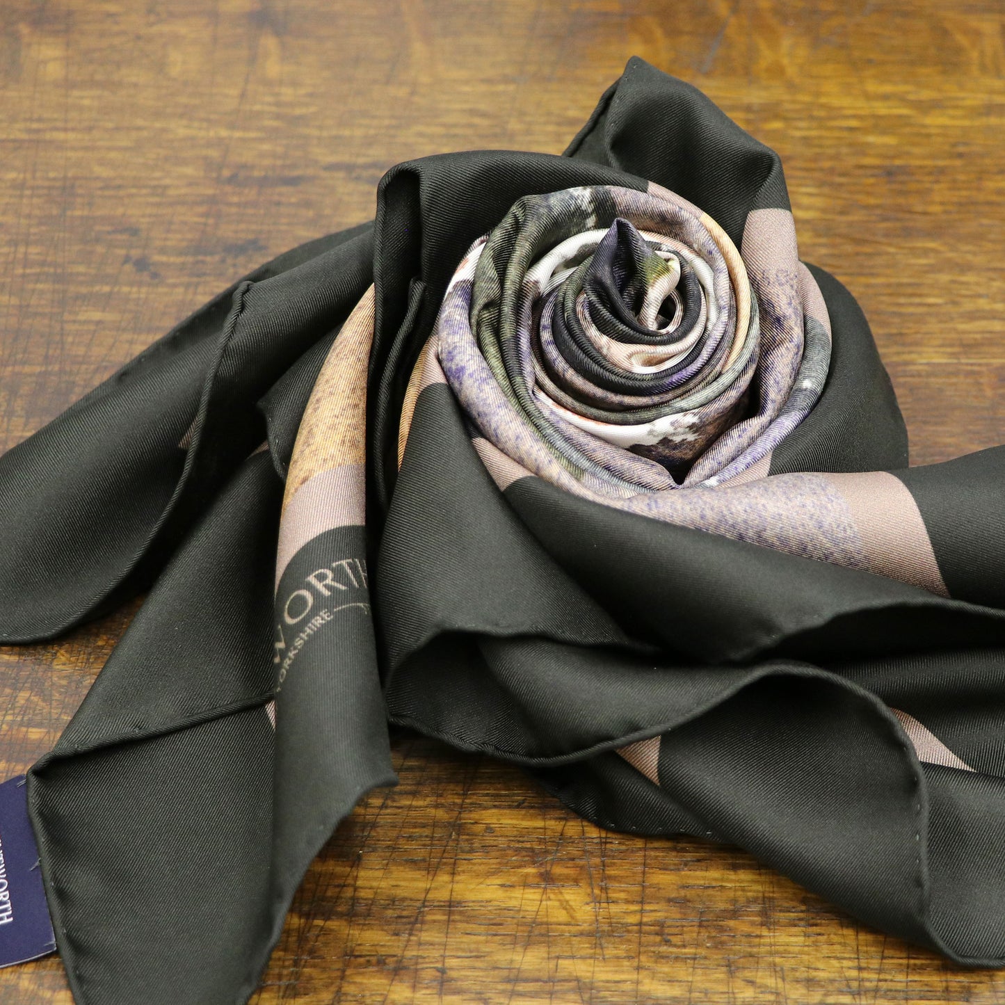 'Winter's Rose' Silk Scarf: Wild Holly & Dusky Rose