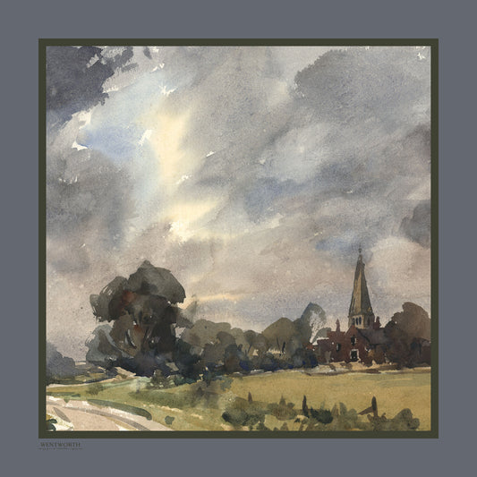 'The Gathering Storm' Silk Scarf: Weathered Slate & Hunter