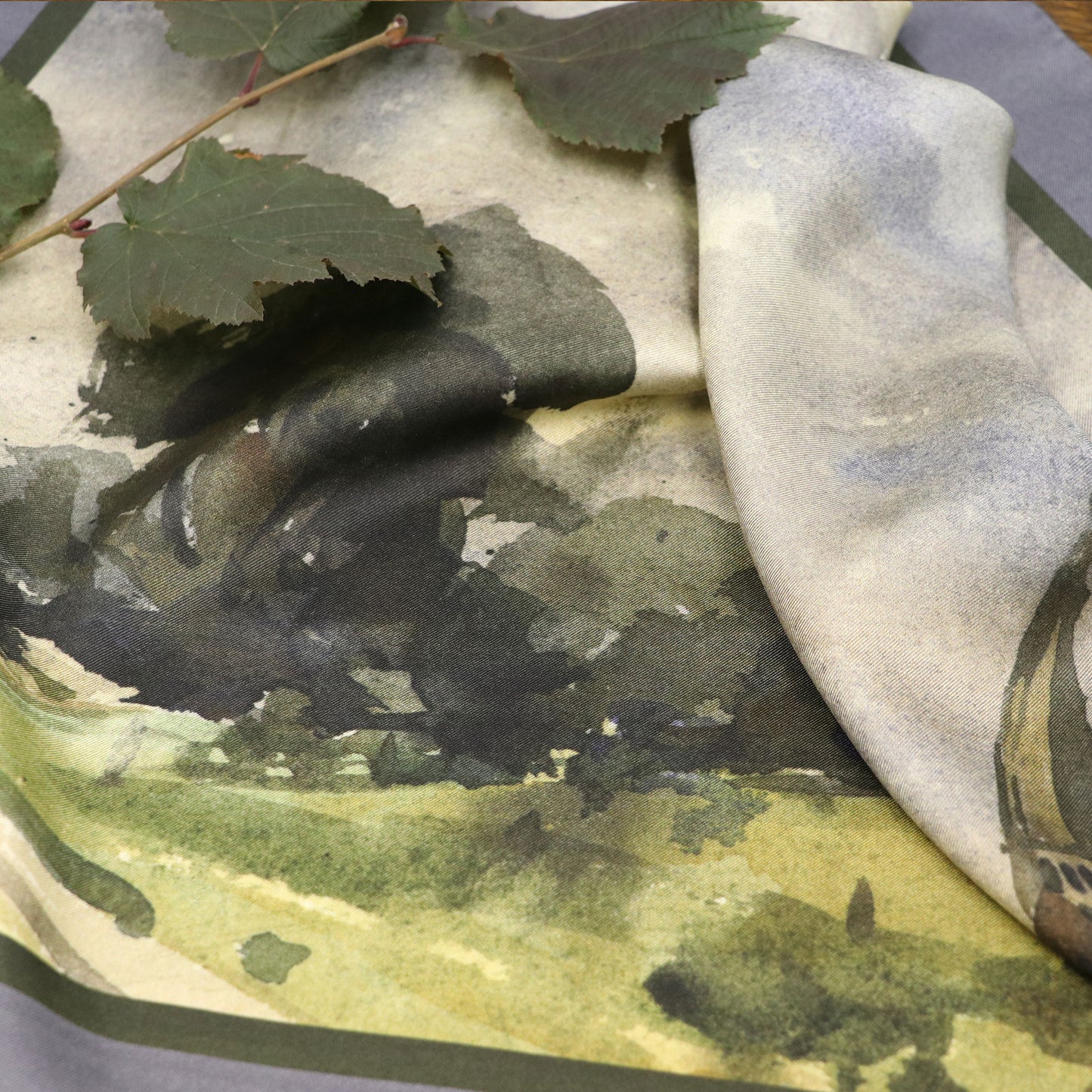 'The Gathering Storm' Silk Scarf: Weathered Slate & Hunter