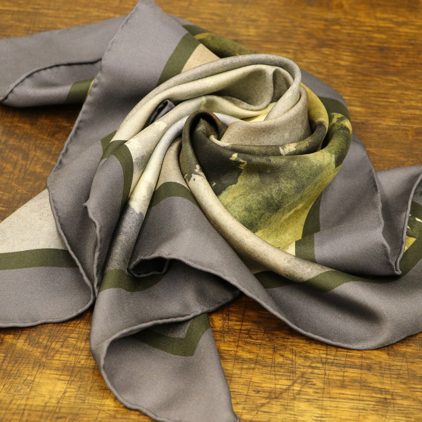 'The Gathering Storm' Silk Scarf: Weathered Slate & Hunter