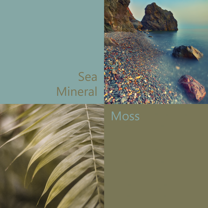 'Anchored in the Sunlight' Silk Scarf: Sea Mineral & Moss, 900x900mm